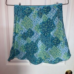 Exact Change Blue & Green Floral Skirt